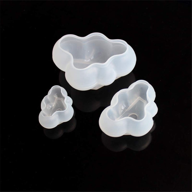 HiParty 3Pcs/Set 3D Cloud Shape Chocolate Silicone Mold Mousse Fondant Ice Cube Mould Pudding Candy Soap Candle Crystal Epoxy Resin Molds Baking Cake Decoration Tool - Image 3